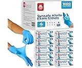 London Labs Synsafe 4 Mil - Blue Nitrile Exam Gloves –Disposable Latex Free & Powder Free – Extra Strong, Rubber Gloves