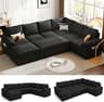 108 Inch Modular Sectional Sofa with Pull Out Bed, U Shaped 7 Seat Sectional Sleeper Sofa with Storage, Sectional Cou...