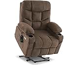 MCombo Power Lift Recliner Chair with Extended Footrest for Elderly People, Fabric 7287/7087 (Brown, Medium)