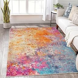 Lahome Modern Abstract Washable 5x7 Area Rugs for Living Room, Colorful Soft Bedroom Rug Low Pile Non Slip,Stain Resi...