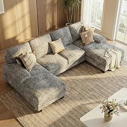 Homall Modular Sectional U Shaped Sofa Couches for Living Room, Comfy Chenille 4 Seat Sofa Set with Removable Pillows...
