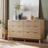 T4TREAM Fluted 6 Drawers Dresser, 54" Wide Modern Chest of Drawers with Faux Marble Top, Curved Profile Design, Dress...