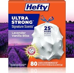 Hefty Ultra Strong Signature Scents 13 Gallon Trash Bags, Lavender Vanilla Bliss Scent, Tall Kitchen Trash Bags with ...