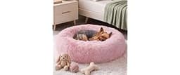 WNPETHOME Small Pink Round Calming Dog Bed Cat Bed For Comfy Sleep | Dog Beds For Small Dog, Cute Washable Puppy Bed ...
