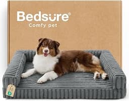 Bedsure ComfyFleece™ Orthopedic Dog Beds Large Sized Dog, Waterproof Memory Foam Pet Couch Sofa with Sides, Non-Slip ...