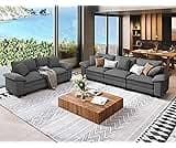 SUNSHINE VALLEY Sofa and Loveseat Set, Oversized Corduroy Modular Love seat and 3-Seat Couch with Pillows, 2 Piece Mo...