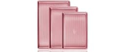 HONGBAKE Baking Sheet Pan Set, Cookie Sheets for Oven, Nonstick Half/Quarter/Jelly Roll Pans with Diamond Texture Pat...