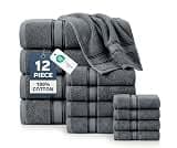 LANE LINEN Towel Set Soft Absorbent Quick Dry 100% Cotton - Cool Grey | Bath Towel Set, Soft & Durable, Ring-Spun, Id...