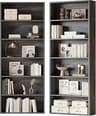 IRONCK Bookshelves and Bookcases Set of 2 Floor Standing 6 Tiers Display Storage Shelves 70 in Tall Bookcase Home Dec...