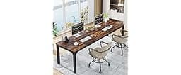 Tribesigns 78.7 Inches Extra Long Computer Desk 2 Person Desk, Double Long Desk, Workstaion for Home Office, Brown+Black