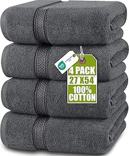 Utopia Towels 4 Pack Premium Bath Towels Set, 27 by 54 Inches, 100% Ring Spun Cotton 600GSM, Lightweight and Highly A...