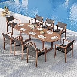 Sophia & William Patio Outdoor Table and Chairs Set, Patio Dining Sets for 8, 9 Pieces Patio Table Set Acacia Wood Ta...