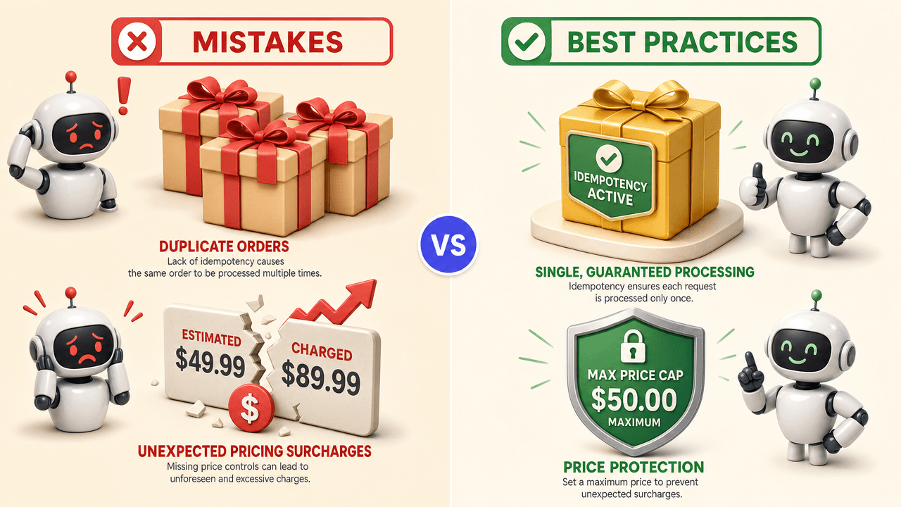 An infographic showing common corporate gifting API mistakes like duplicate ordering and budget overruns.