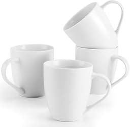 Mfacoy White Coffee Mugs Set of 4, 16 Ounce Mug with Handles, Ceramic Coffee Cups, Porcelain Mugs Sets, Large Coffee ...