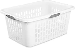 2 Bushel Large Plastic Laundry Basket with 4 Comfort Grip Handles, White - Durable, Lightweight, Spacious Laundry Sto...