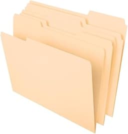 Pendaflex File Folders, Letter Size, 8-1/2" x 11", Classic Manila, 1/3-Cut Tabs in Left, Right, Center Positions, 100...