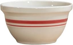 Ohio Stoneware Dominion Mixing Bowl, 10 Inch, Stoneware, Poppy Stripe, Rustic Style, Lead-Free Glaze, Microwave and D...