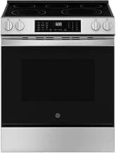 GE 30 in. 5 Burner Element Smart Slide-in Electric Convection Range in Stainless w/EasyWash Oven Tray & No-Preheat Ai...