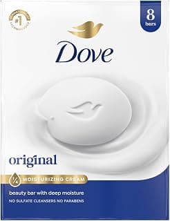 Dove Beauty Bar Soap Original 8 Count for Soft, Smooth Skin, with 1/4 Moisturizing Cream 3.75 oz