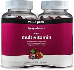 Amazon Basics Adult Multivitamin Gummies, Mixed Berry & Cherry Flavors, 150 Count, 75-Day Supply, Pack of 2 (Previous...