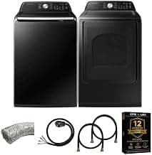 Samsung Smart 4.7 Cu Ft Top Load Washer & 7.4 Cu Ft Electric Dryer, Sensor Stops Overdrying, Low Vibration Quiet Wash...