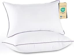 JOLLYVOGUE Firm Pillows Queen Size Set of 2, Supportive Bed Pillows with Oeko-Tex Certified Down Alternative Fill, Lu...