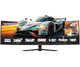 Viewedge 49" Curved Monitor Ultrawide Gaming 240Hz 1ms 32:9 5K 5120 x 1440P Computer Monitor, R1500, 110% sRGB, Displ...