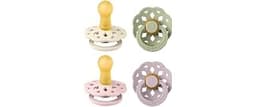 BIBS Boheme Soother 4-Pack | BPA Free Dummy Pacifier Round Nipple | Natural Rubber Latex | Made in Denmark | Size 6-1...