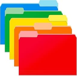 Two Tone Color File Folders 8.5 x 11 Inch, 1/3 Cut Tab File Folders Letter Size, Assorted Colors, Blue Red Green Yell...