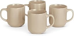 Amazon Basics Stoneware Coffee Mugs, 16 oz, 4-Piece Set, Gloss-Glazed, Stain-Resistant, Microwave, Freezer and Dishwa...