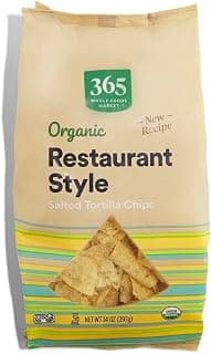 365 by Whole Foods Market, Organic Restaurant Style White Corn Tortilla Chips, 14 Ounce