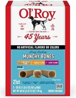 Ol' Roy Munchy Bone Dog Treats, Variety Pack, 60 oz, 21 Count