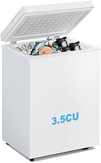 3.5 Cu.Ft Chest Freezer, Deep Freezer Holds Up to 78L, Small Freezer with Adjustable 7 Thermostat & Removable Basket,...