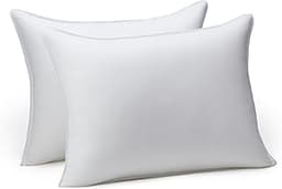 Amazon Basics Down Alternative Pillow for Side and Back Sleepers, Medium Density, Standard Size, 26" x 20", 2-Pack, W...