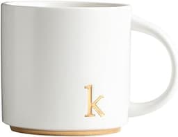 COLLECTIVE HOME - Monogram Ceramic Mugs, 15 oz Golden Initial Coffee Cups, Elegant Alphabet Tea Mugs, Elegant Persona...