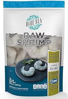 Blue Sea, Raw Shrimp 31/40 Peeled Tail Off, 32 Ounce