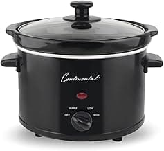 Continental Electric 3 Qt. Round Slow Cooker, Removable Crock Pot, Keep Warm Function, Glass Lid, CE33239