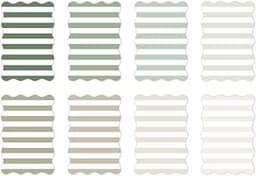 Whaline 8Pcs Stripe Scalloped Sticky Notes, Sage Green, 4 x 6 in