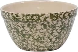 Ohio Stoneware Shoulder Bowl, Sponge Green, Stoneware, 8 Inch, Rustic Style, Dishwasher Safe, Lead-Free Glaze