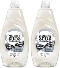 Molly's Suds Liquid Dish Soap | Clean, Simple Ingredients | Extra Scrubbing Power | Unscented, 24 oz - 2 Pack