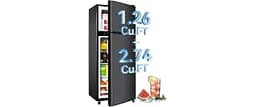 Anypro 4.0 Cu.Ft Fridge with Freezer, Double Door Refrigerator with 6 Level Thermostat, LED Light, Adjustable Glass S...