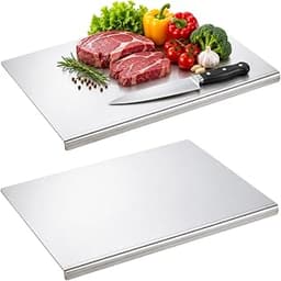 2 Pack Stainless Steel Cutting Boards with Lip, 16 x 12 inch