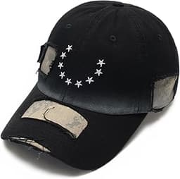 Aelfric Eden Star Patch Distressed Baseball Cap Cotton Camo Panel Dad Hat Vintage Streetwear Hat Unisex