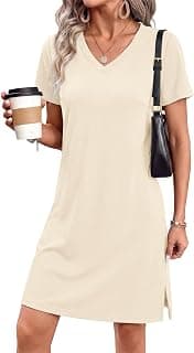 RUMIA Summer Dresses for Women 2026 V-Neck Casual Sundresses T-Shirt Dress