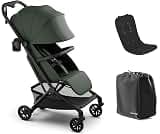 Mompush Velo Compact Travel Stroller One-Hand Fold, Carry-on Approved | near-flat recline, magnetic harness, leather ...