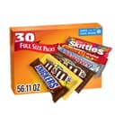 M&M'S, SNICKERS, 3 MUSKETEERS, SKITTLES & STARBURST Variety Pack Full Size Bulk Candy Assortment, 56.11 oz, 30 Bars