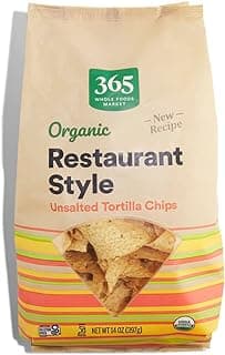 365 by Whole Foods Market, Organic Restaurant Style White Corn Tortilla Chips Unsalted, 14 Ounce