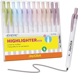 EYEYE Retractable Highlighters, Chisel Tip, Pack of 12, 6 Morandi Colors