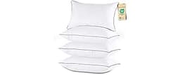 JOLLYVOGUE Pillows King Size Set of 4, Washable Supportive Bed Pillows with Super Soft Down Alternative Fill, Luxury ...