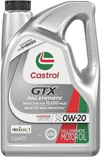 Castrol GTX Full Synthetic 0W-20 Motor Oil, 5 Quarts